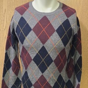 GAP Men's Crewneck Argyle Sweater - Gray, Navy, Burgundy
